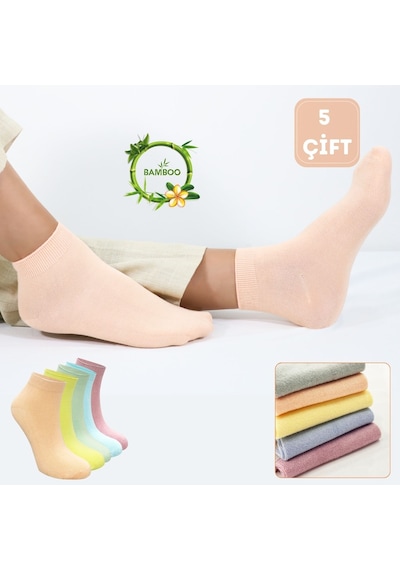 Kral Socks Kadın Bambu Patik 5 Adet Dikişsiz Görünmez Parfümlü Çorap Asorti