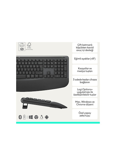 Logıtech Mk880 Signature Comfort Plus Kablosuz Klavye Ve Mouse Seti Siyah 920-014037 Optik
