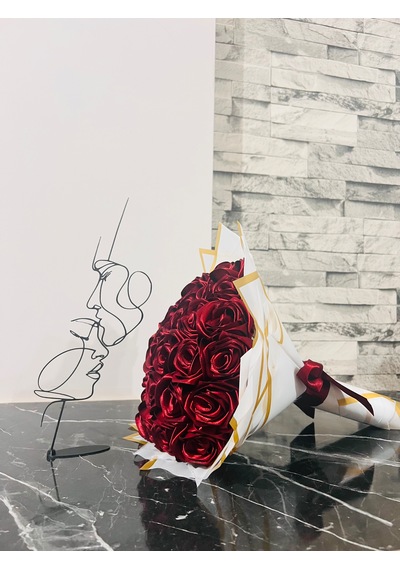 30'lu Gül Buketi Çiçek Ve Dekor Setimiz Bordo