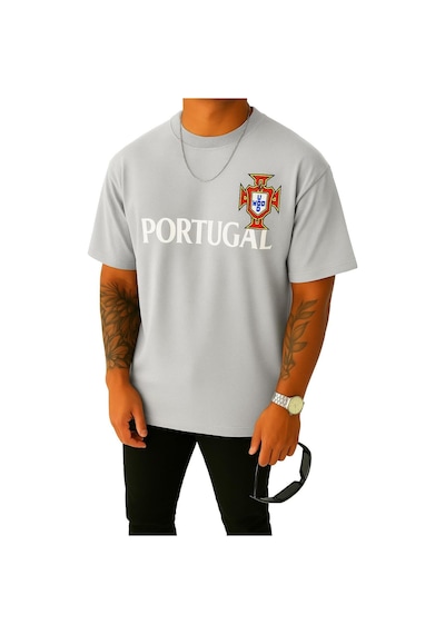 Portugal Baskılı Tişört Gri