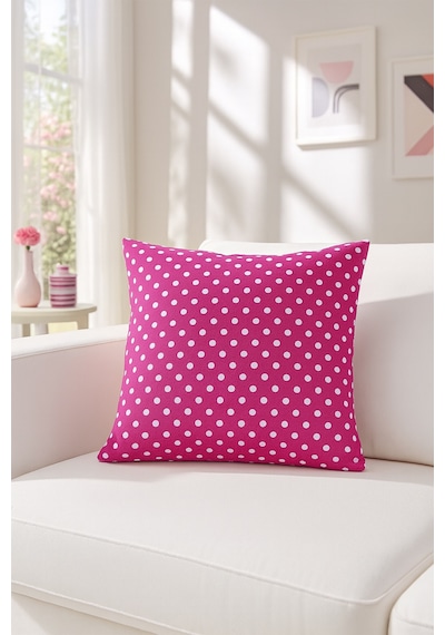 Duck Puantiyeli Kırlent Kılıfı Pembe V1 40x40 Pembe