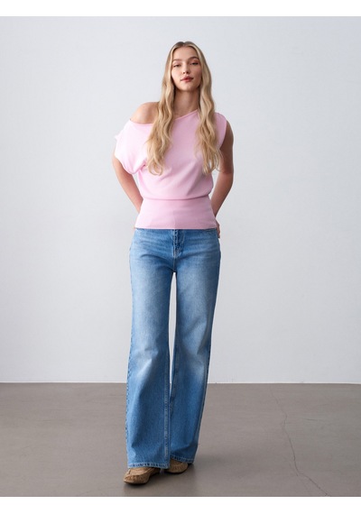 Dilvin 10870 Lyocell Karışımlı Dökümlü Bluz-toz Pembe