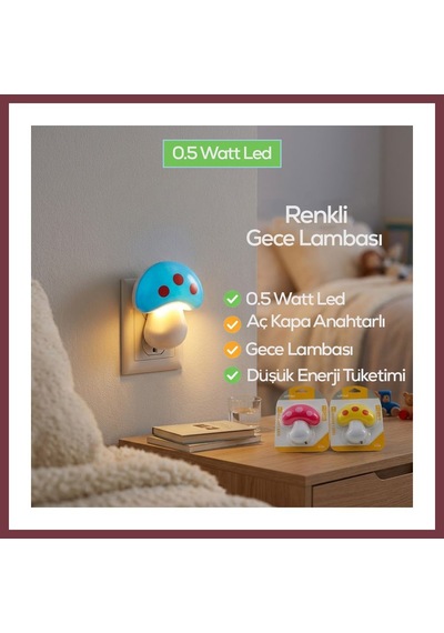 Storeşahin Mantar Led Gece Lambası Shn0720 Çok Renkli