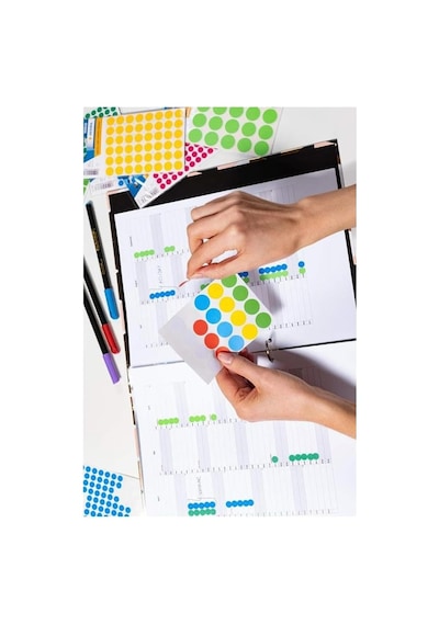 Artlantis 25 Mm Renkli Hazır Yuvarlak Etiket 100 Lü 1 Paket Mix Color Ofis Etiketleri Kendinden Yapışkanlı Nokta Et Genel