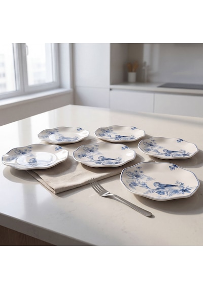 Güral Porselen 6'lı Nesrin 19 Cm Pasta Tabağı 1891 Mavi