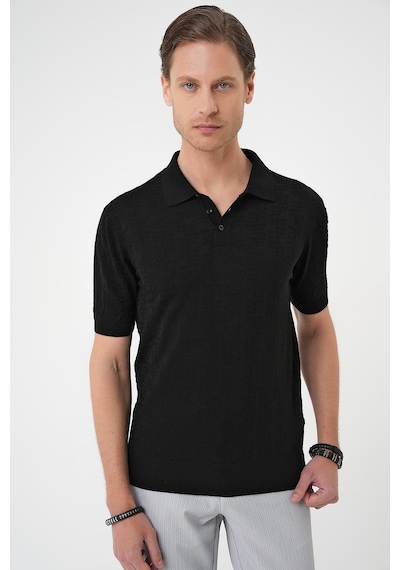 Efor Comfort Fit Polo Yaka Pamuklu Kısa Kol Casual Siyah Triko Tişört Tr 880 Siyah