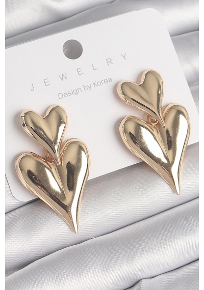 Pirinç Gold Renk Sallantı Kalp Model Kadın Küpe Diğer