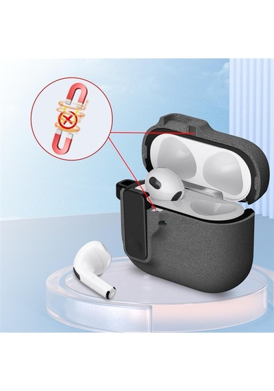 Apple Uyumlu AirPods 4. Nesil İle Kılıf Standlı Kilitli Tpu Premium Matte Trip Case Koyu Gri