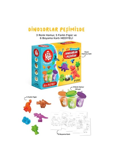 Dinozorlar Peşimizde Oyun Hamuru Seti 14 Parça - 348 Gr
