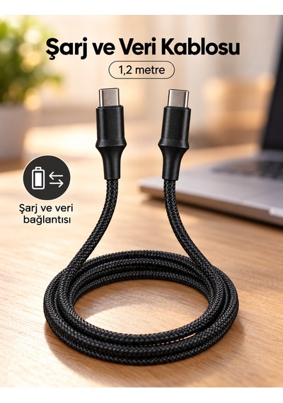 Pd Destekli Type C Şarj Ve Veri Kablosu Led Işıklı Tasarım - Lisinya