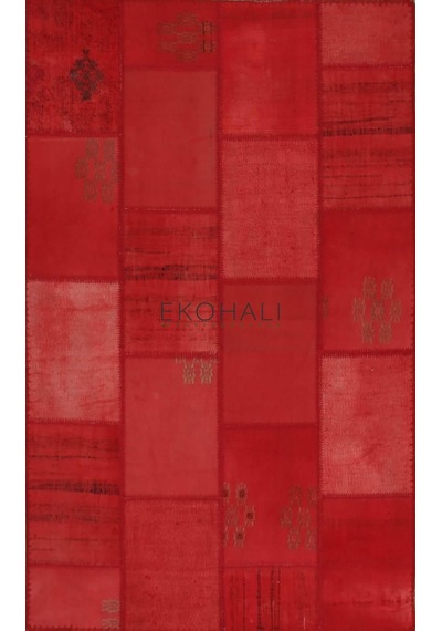 Eko Halı Alaçatı Alc 01 Red El Dokuma Patchwork Halı