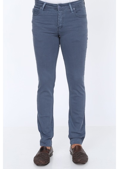 Digital Jeans Dar Kesim Erkek Likralı Açık Gri Kot Pant Petrol Mavi Açık Gri