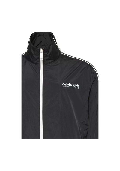 Calvin Klein Erkek Dik Yaka Kolu Şeritli Track Ceket - Siyah-9200 Black