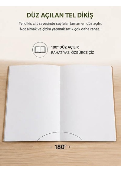 Etika A5 Kraft Kapak Tel Dikişli Defter Seti, 4'lü Paket, 48 Yaprak 96 Sayfa , Hafif Kağıt 124-Pembe