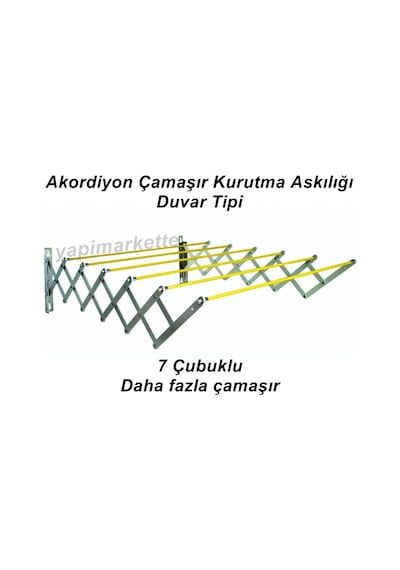 Maxas Xberen Katlanır Akordiyon Çamaşırlık - Ev Içi-Balkon-Otel 100 Cm - 7 Çubuklu-Gri Beyaz