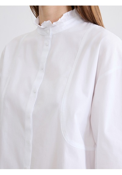 Lcw Studıo Beyaz Hakim Yaka Poplin Oversize Kadın Gömlek Tunik