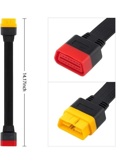 Obd2 Elm327 16 Pin Launch Uzatma Kablosu 30 CM Obd2 Flat Kablo