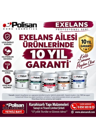 Polisan Exelans Extra Düz Silikonlu Dış Cephe Boyası 15 Lt Kızıl Gezegen