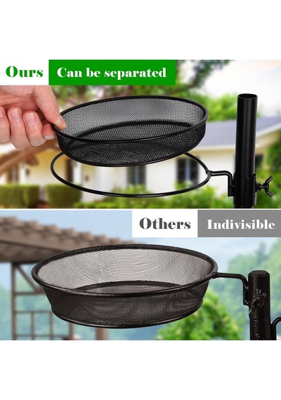 Asılı Kuş Yemi Dispenseri Ve Kuş Suluğu 92 Cm Yüksekliğinde, 2'si 1 Arada Metal Balkon Askısı, Kuş Suluğu