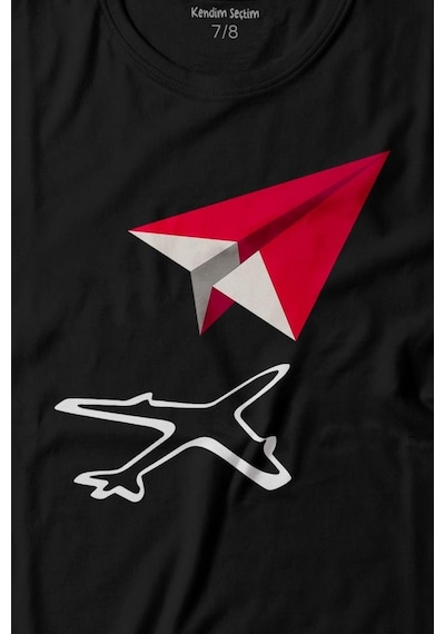 Kendim Seçtim Kağıt Uçak Hayaller Hayatlar Fly Pilot Baskılı Tişört Çocuk T-shirt 001