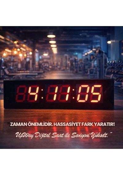 Upway 50x13,5 Kumandalı Büyük Dijital Duvar Saati Kronometre - Geri Sayım Luminova Led Teknolojisi Siyah - Kırmızı