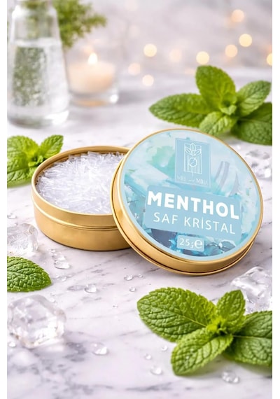 Saf Kristal Mentol, Buhar Banyosu, Sauna Ve Hamam İçin, Katkısız Ve Doğal, 25g