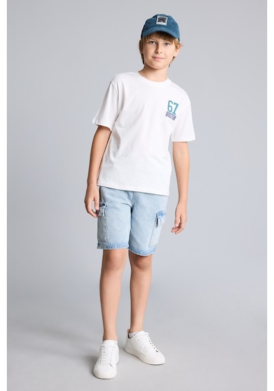Defacto Oversize Fit Bisiklet Yaka Baskılı Kısa Kollu Tişört Erkek Çocuk I6729a826hswt32 Beyaz-wt32