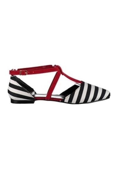 Fox Shoes Siyah/Beyaz/Kırmızı Kadın Babet D726537304
