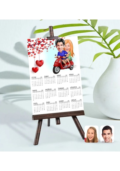 Bk Gift Kişiye Özel 15x21 Cm Fotoğraf Kartlı Sevgililer Karikatürlü Şövaleli 2023 Takvim -10