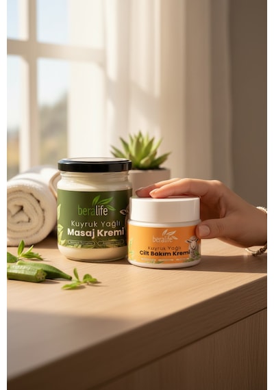 Beralife Kuyruk Yağlı Masaj Kremi 210 ML + Kuyruk Yağlı Cilt Bakım Kremi 50 ML