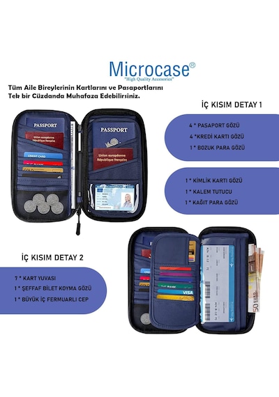 Microcase Unisex Su Geçirmez Çok Amaçlı Seyehat Pasaport Çok Gözlü Organizer Çanta Al4863 Siyah