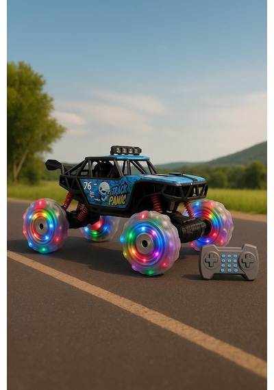 Drift Ve Akrobasi Yapan Yan Gidebilen Led Işıklı Rc Arazi Aracı 1:8 Ölçek, Şarjlı Jeep Çok Renkli