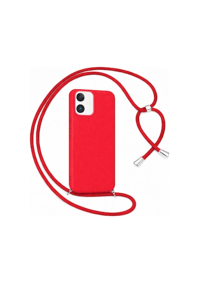 İphone 16 İle Uyumlu Boyun Askılı Silikon Kılıf Viper İpli Telefon Kılıfı Kırmızı