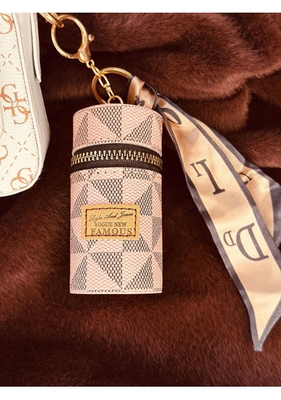 Elora Atelier Fular Detaylı Mini Çanta Charm Pudra