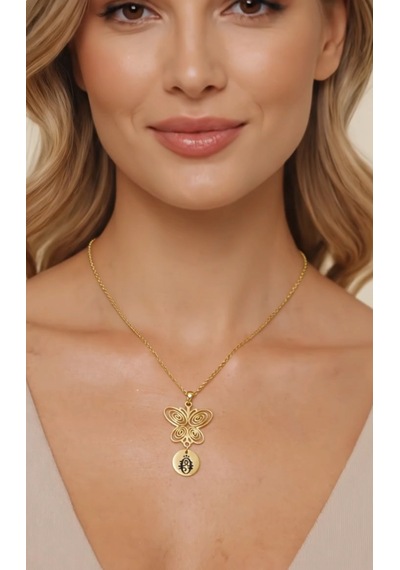 Füsun Model Nostaljik Gümüş Kolye - Rose Rose Gold