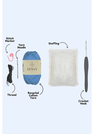 Sensy Amigurumi Kit Başlangıç Seviye Amigurumi Kiti Blue Ellie