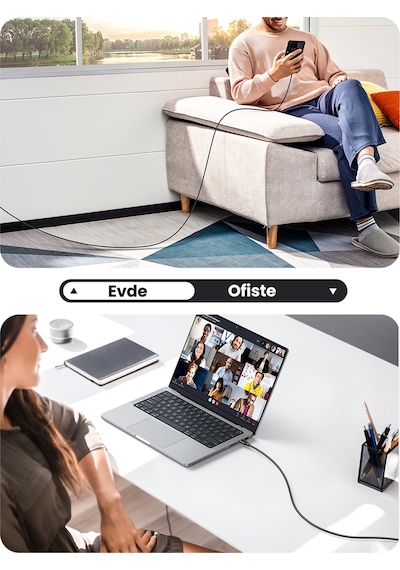 Ugreen Usb-c 60w 3a Qc Pd Hızlı Şarj Kablosu, 0,5 Metre, Siyah, 50996 Standart