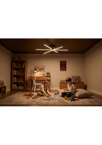 Nova 6 Silver Led Tavan Avize Kumandalı Dim Edilir Aşağı Işık Sarı Işık