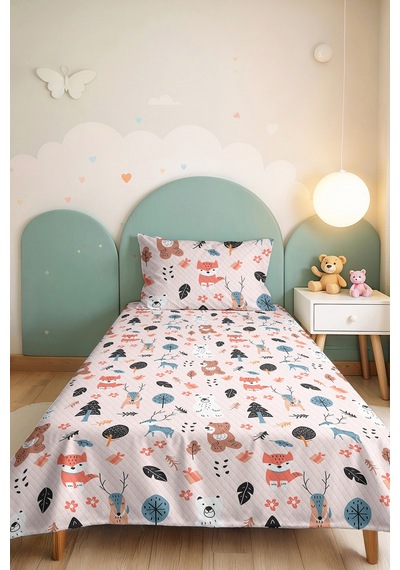 Evimde Bambaşka Renkli Orman Hayvanları Çocuk Odası Tek Kişilik Pike Takımı-iskandinav Pudra 160x220 CM Yatak Örtüsü Evimde Bambaşka Renkli Orman Hayvanları Çocuk Odası Tek Kişilik Pike Takımı-iskandinav Pudra 160x220 CM Yatak Örtüsü