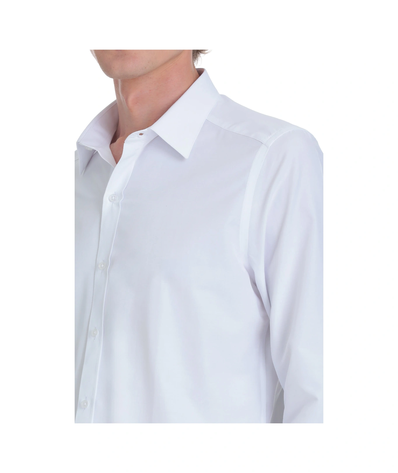 Hatemoğlu Beyaz Slim Fit Slim Yaka Pamuklu Uzun Kollu Gömlek 4111993