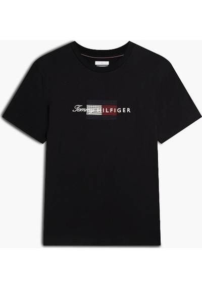 Tommy Hilfiger Scrıpt Flag Regular Tee Erkek Siyah T-shirt - Mw0mw43226