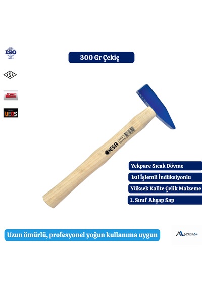 Desa 300 Gr Çekiç, Ahşap Saplı Dövme Çelik Tesviyeci Çekici