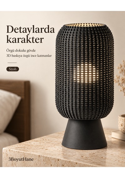 Modern Dekoratif Masa Lambası Salon Ve Yatak Odası İçin Abajur, 10 Renk Seçeneği, E14 Led Uyumlu Siyah