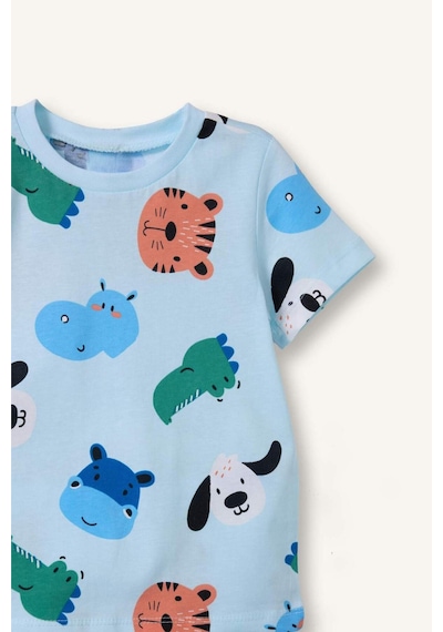 Defacto Hayvan Baskılı 2li Pijama Açık Mavi Takımı Erkek Bebek H7902a526hsbe440 Mavi-be440