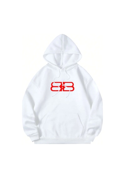 Startmore Unisex Erkek/kadın Bb Renkli Özel Baskılı Oversize Kapüşonlu Sweatshirt Beyaz Beyaz