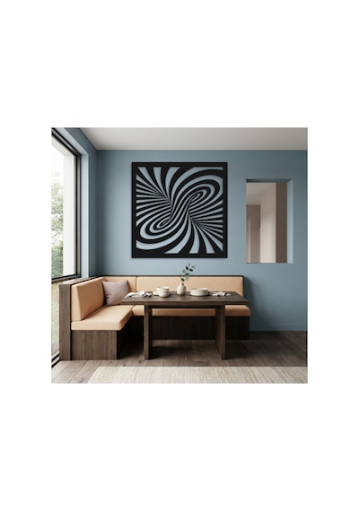 Optik İllüzyon Metal Duvar Tablosu - Metal Duvar Sanatı - Duvar Dekoru - 100 X 100 Cm Siyah