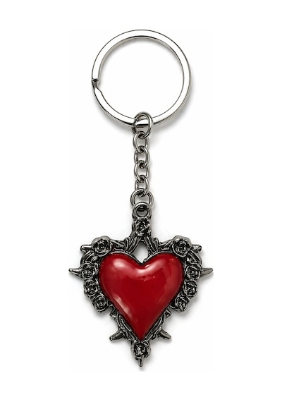 Gotik Kırmızı Kalp Figürlü Metal Anahtarlık Unisex Aksesuar