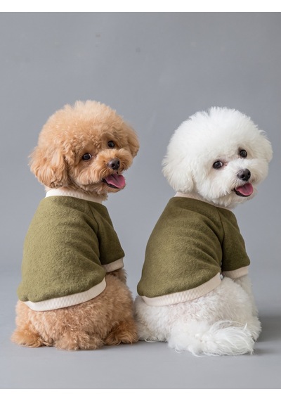 Natura Köpek Polar Sweatshirt Kapüşonsuz Yumuşak Polar Köpek Kıyafeti Nefti Yeşil