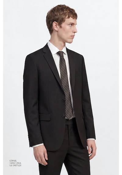 AC&Co / Altınyıldız Classics Erkek Siyah Slim Fit Dar Kesim Mono Yaka Takım Elbise 4A3023100061SYH566N Siyah