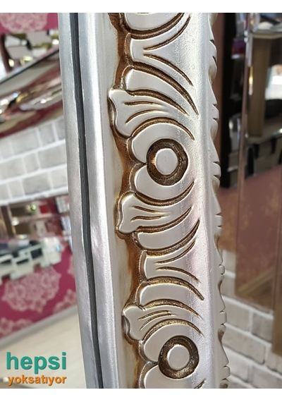 Bihter Model Gümüş Renk Varaklı Ayaklı Boy Aynası
